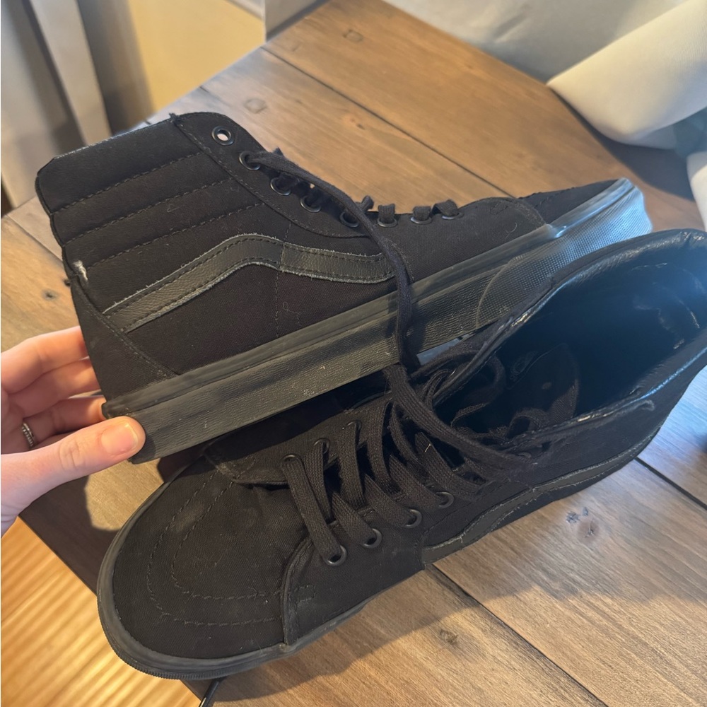 Black high top vans. Men’s size 8. Woman’s 9.5
